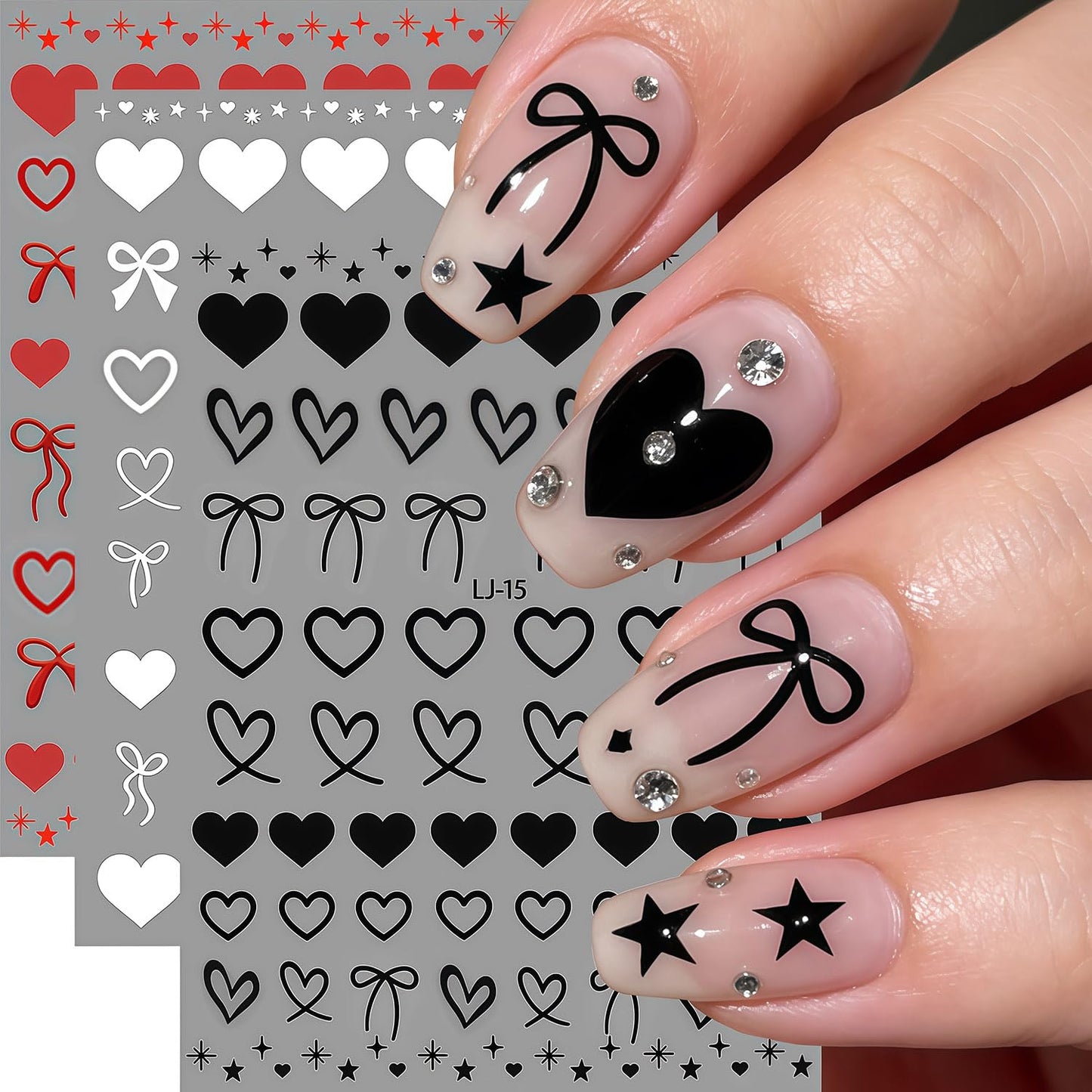 Gjjbqtt nail stickers applied on natural fingernails