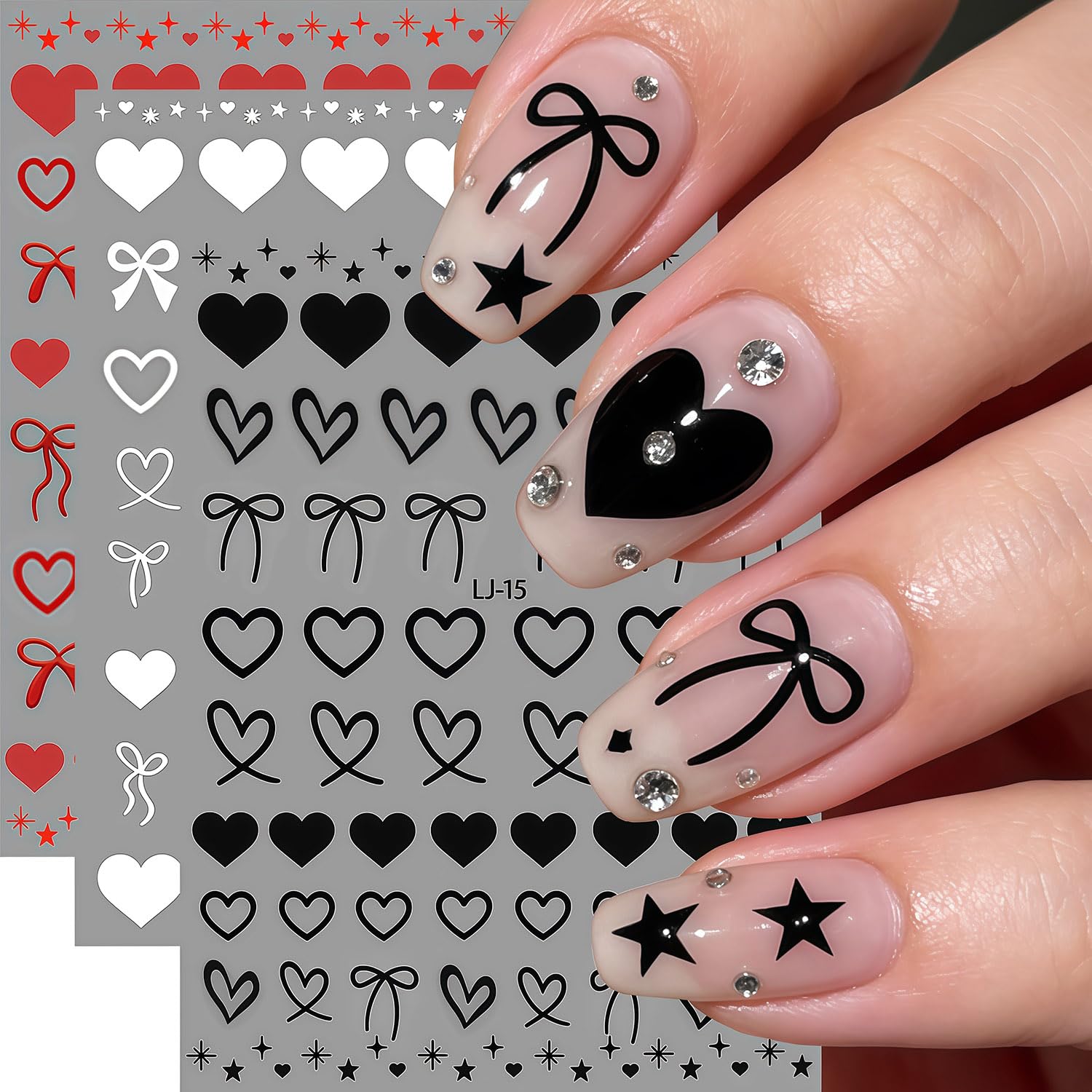 Gjjbqtt nail stickers applied on natural fingernails