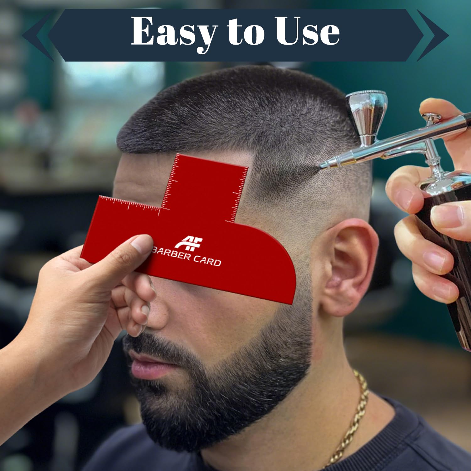 CourtStencil barber accessory showing straight edge ruler indicators for accurate neck line ups.