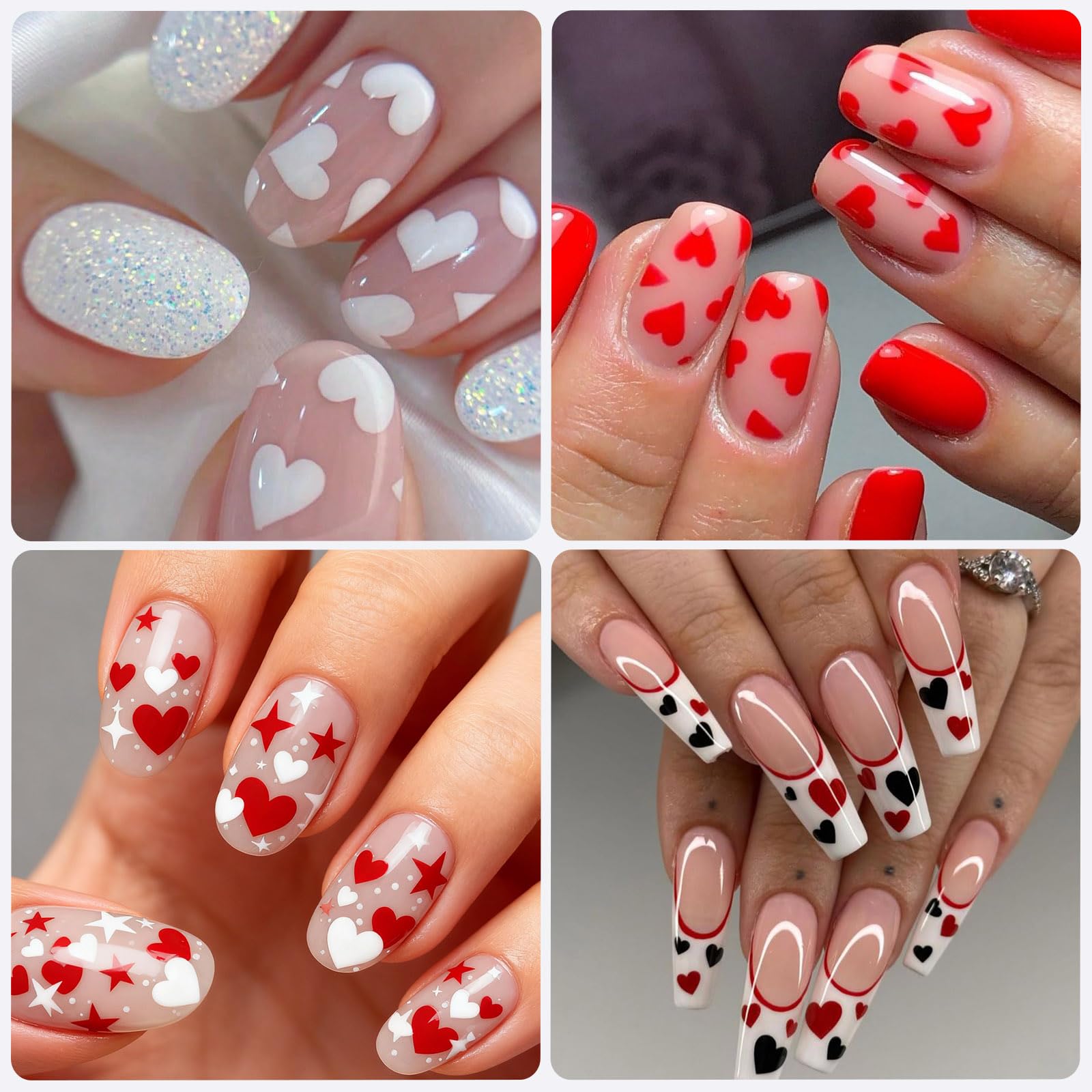 Valentines day themed nail art sticker sheets