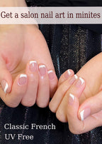 Wahrshei gel nail wraps showing nude base and white tips