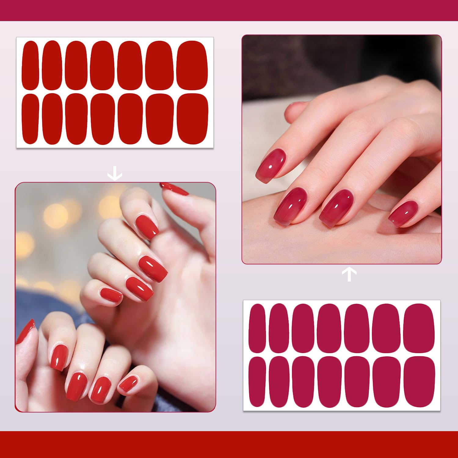 Silpecwee nail stickers showing solid and gradient colors