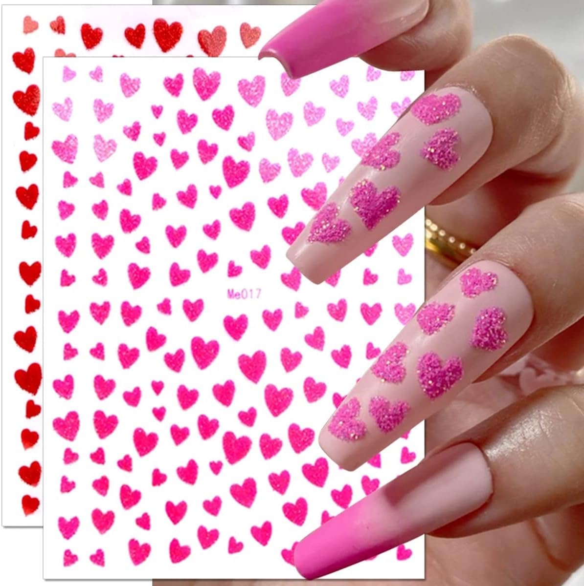 10 sheets of Valentine's day heart nail art supplies