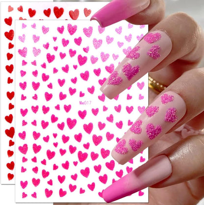 10 sheets of Valentine's day heart nail art supplies