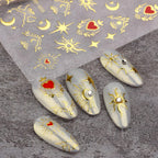 Splocudu metallic heart and sun nail decoration sheet layout