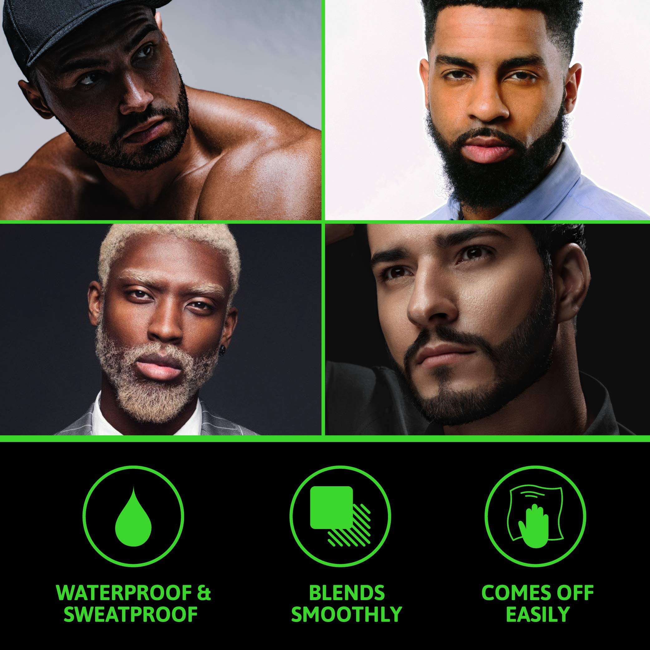 Waterproof beard filling pen kit applied to patchy facial hair demonstration