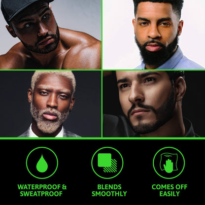 Waterproof beard filling pen kit applied to patchy facial hair demonstration