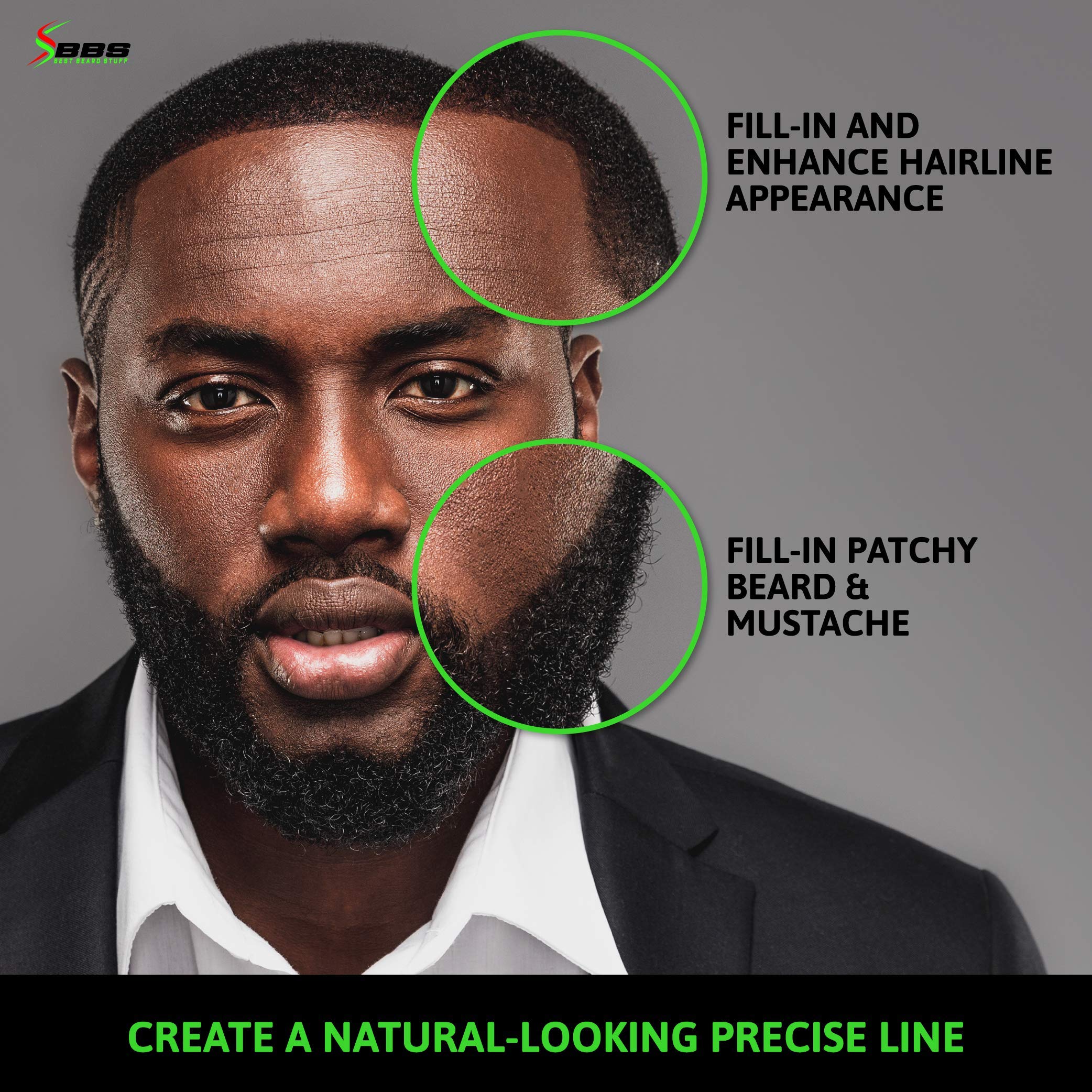Vegan beard filler formula with vitamin E product packaging display