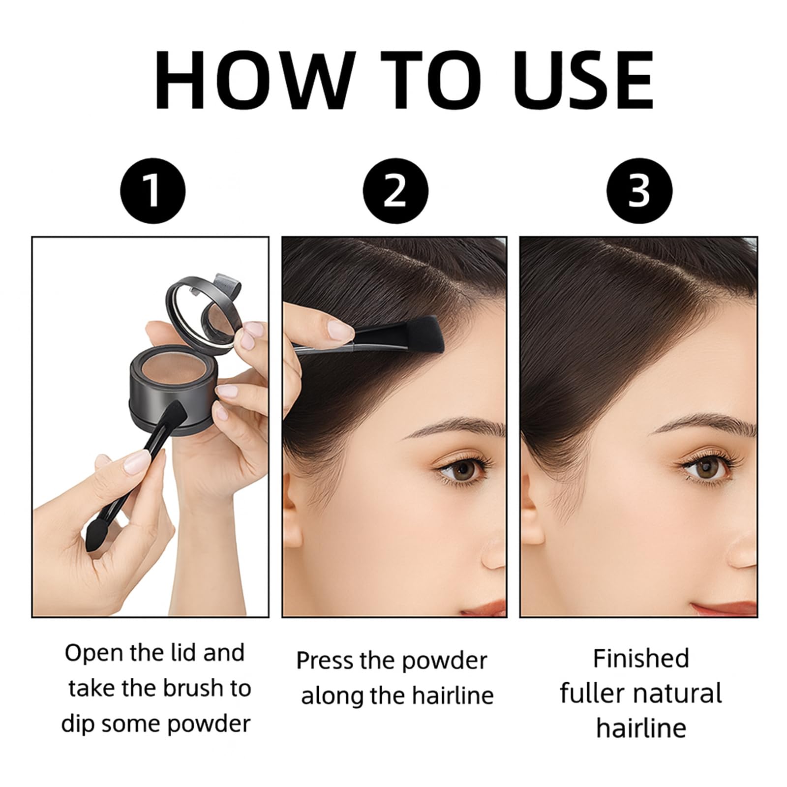 Lorshel hair concealer powder with precision brush for grey root coverage
