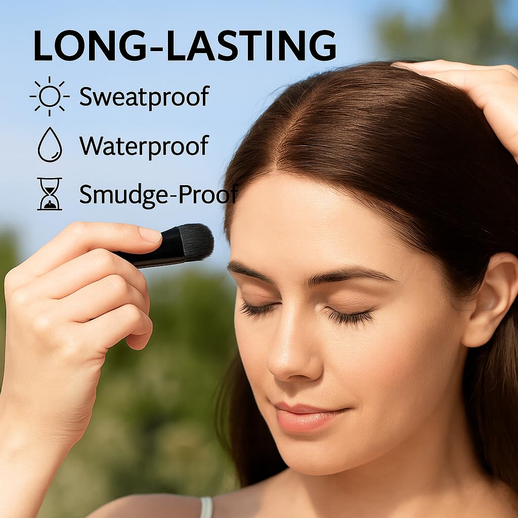 Sweat resistant hairline shadow powder compact side view with built in sponge