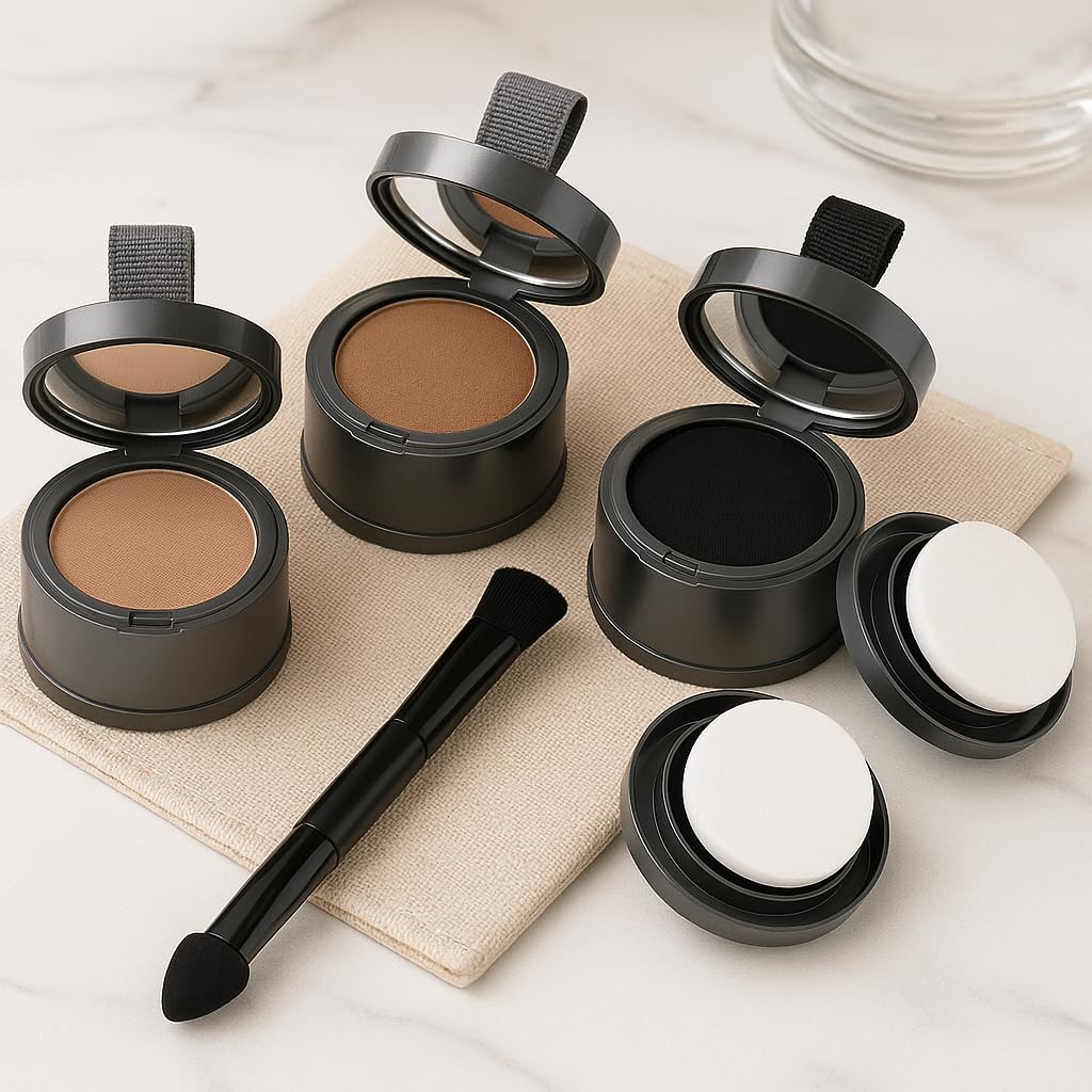 Travel friendly hair root shading powder compact for women and men