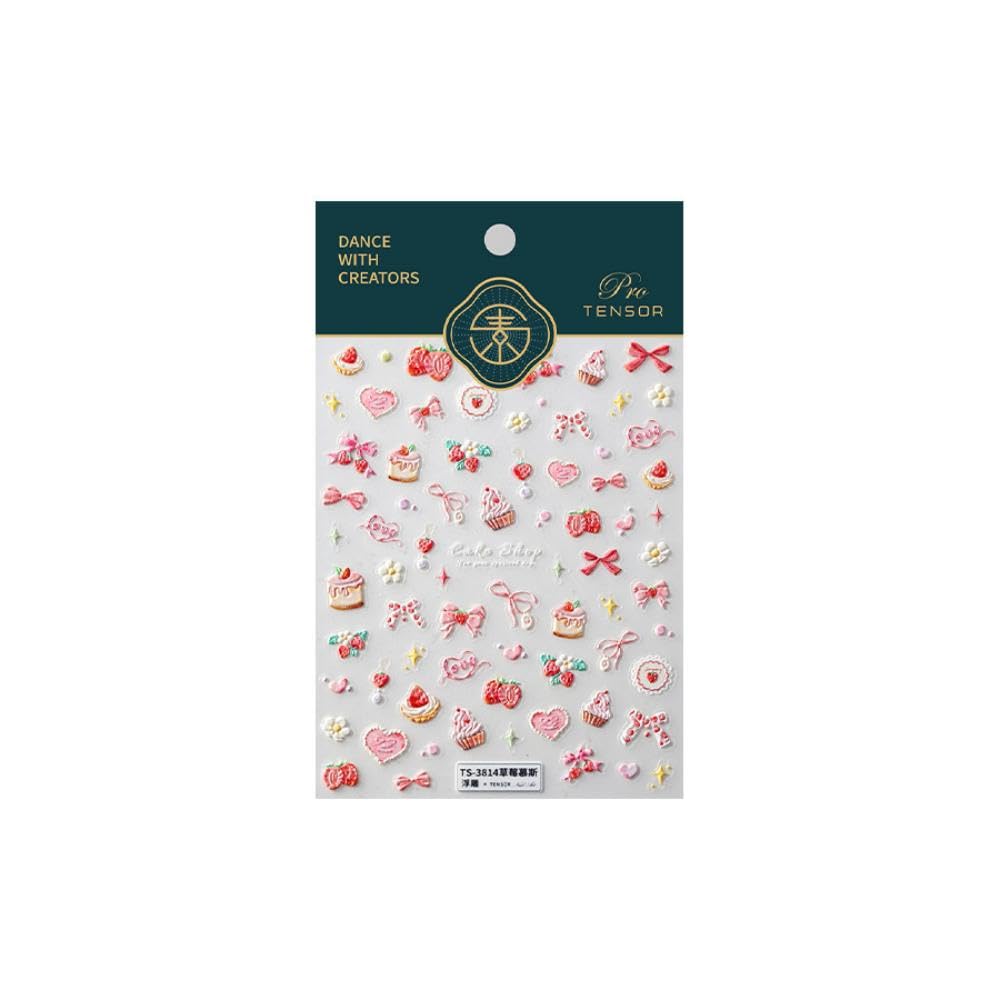 Self adhesive pink nail stickers for manicure art
