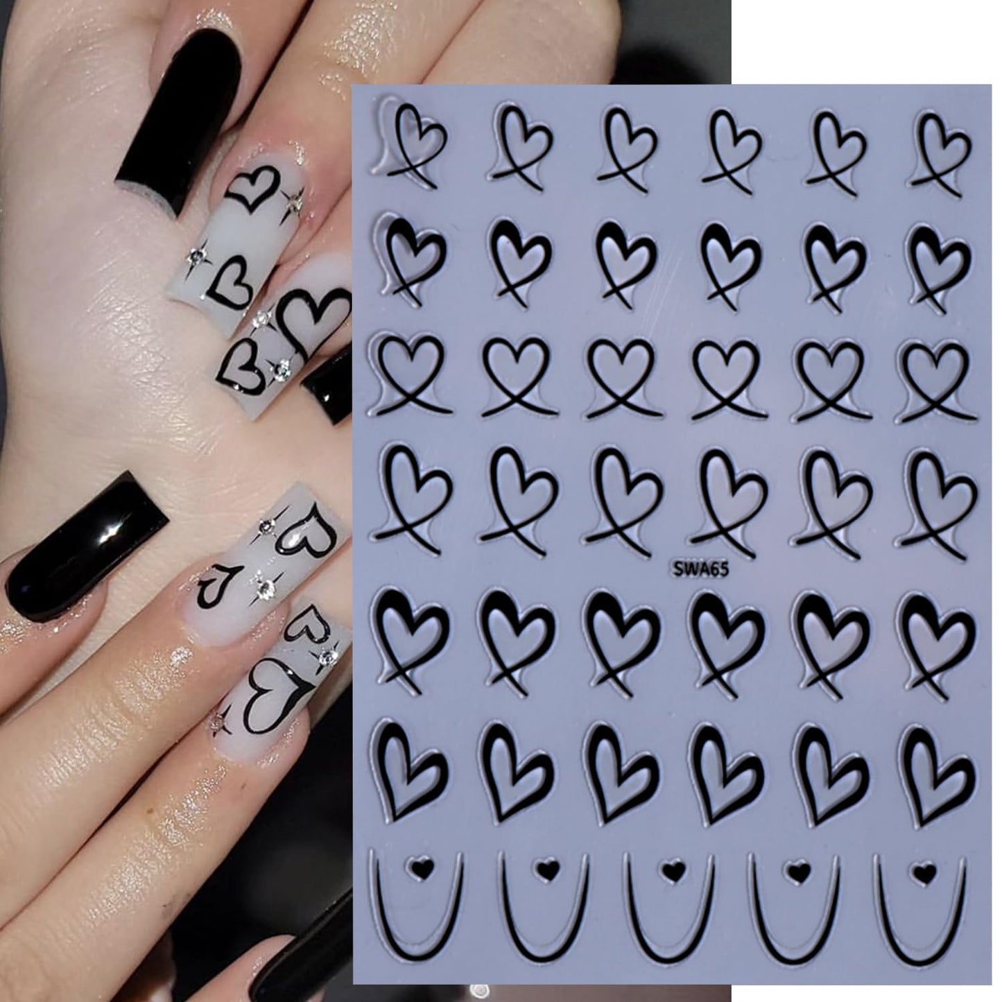 Valentine themed 3D nail stickers for women