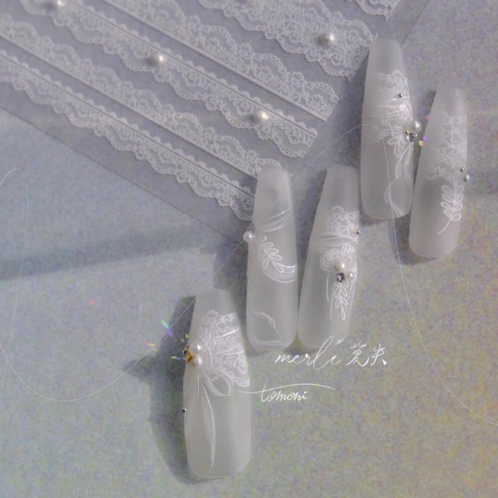 Softsoul nail stickers applied on press on nails for bridal look