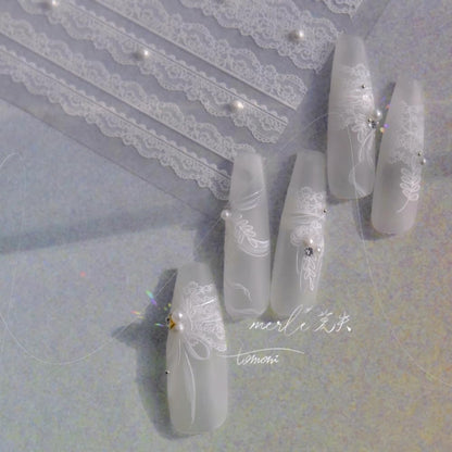 Softsoul nail stickers applied on press on nails for bridal look