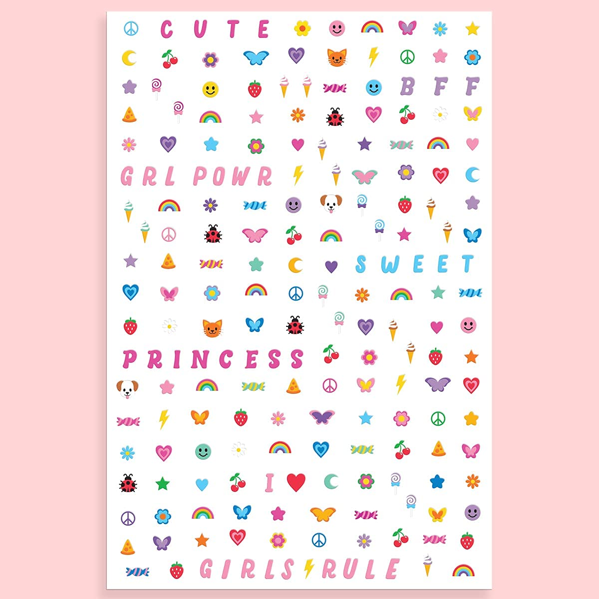 Four sheets of Xo, Fetti nail decals with various fun designs