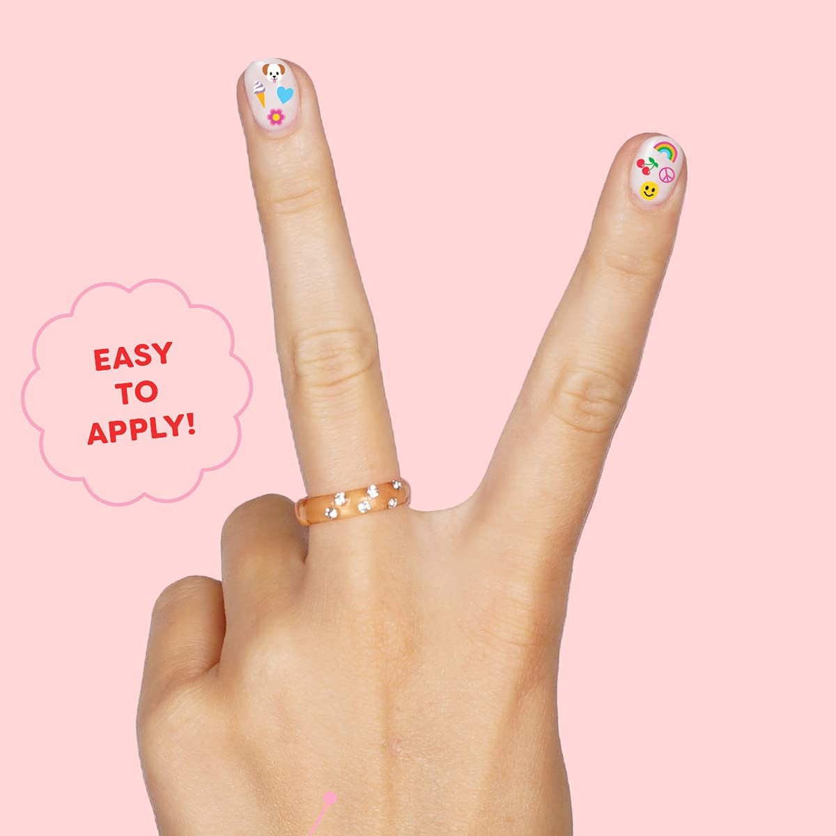 Detailed view of girl power and star nail art stickers