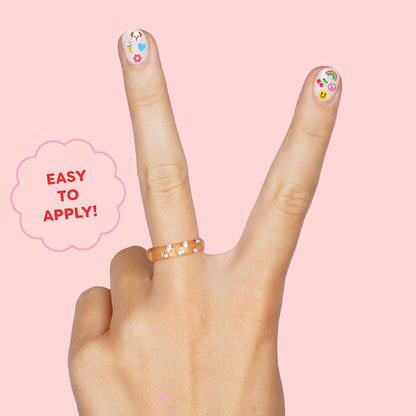 Detailed view of girl power and star nail art stickers