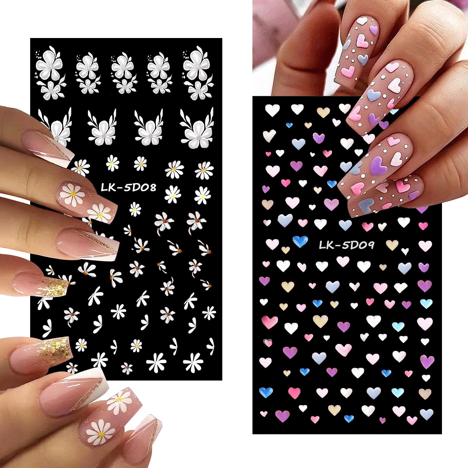 Spring and summer nail design inspiration with 5D stickers