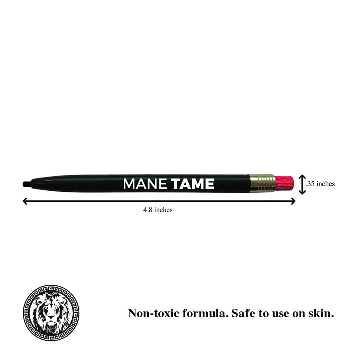 Close up of Mane Tame professional grooming wax pencil for bald spot correction