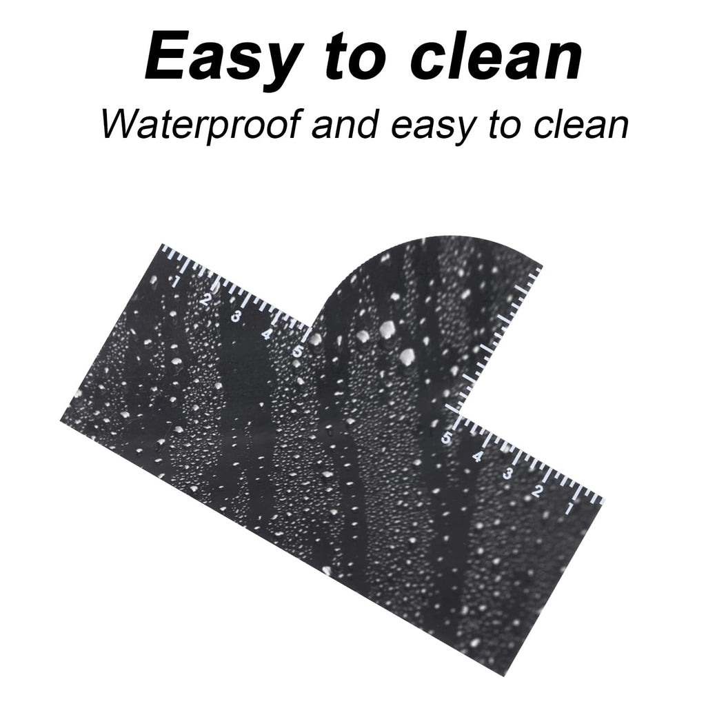 Two pack of black reusable beard stencils displayed flat showing straight and curved edges.