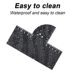 Two pack of black reusable beard stencils displayed flat showing straight and curved edges.