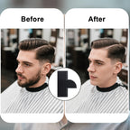 Grooming card template protecting skin during a professional hair color spray application.