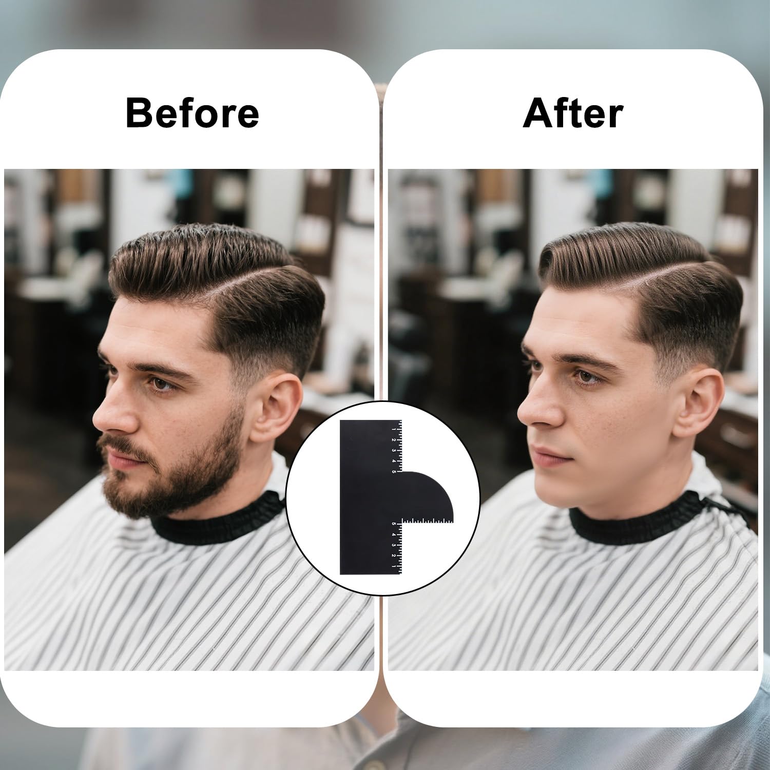 Grooming card template protecting skin during a professional hair color spray application.