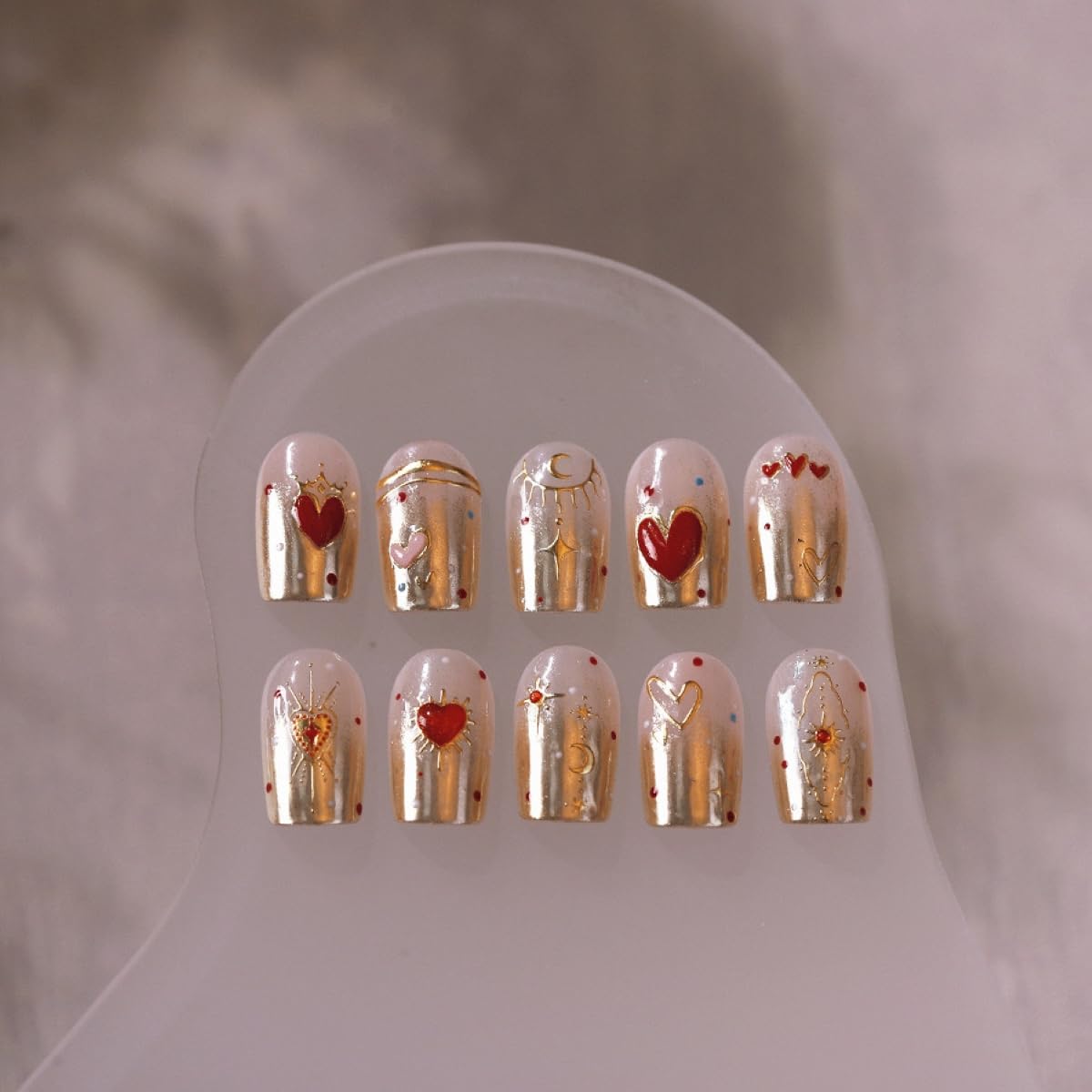 5D dimensional heart stickers for DIY manicure