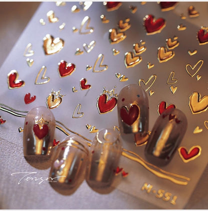 Self-adhesive love heart nail stickers for women