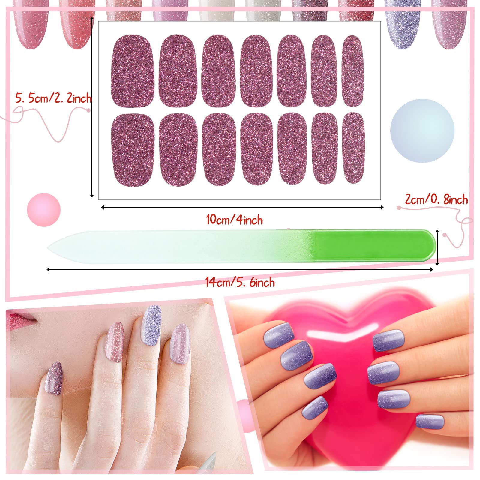 Maitys 24 sheets nail polish sticker kit with included nail file