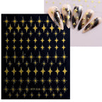 Full collection of 12 sheets star themed nail stickers in package
