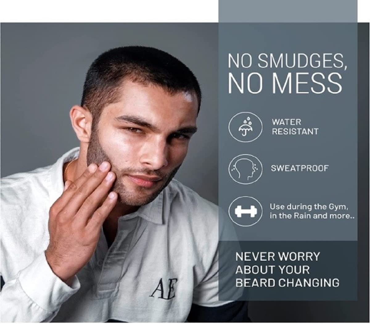 VOID Homme waterproof gray beard pen application on patchy facial hair