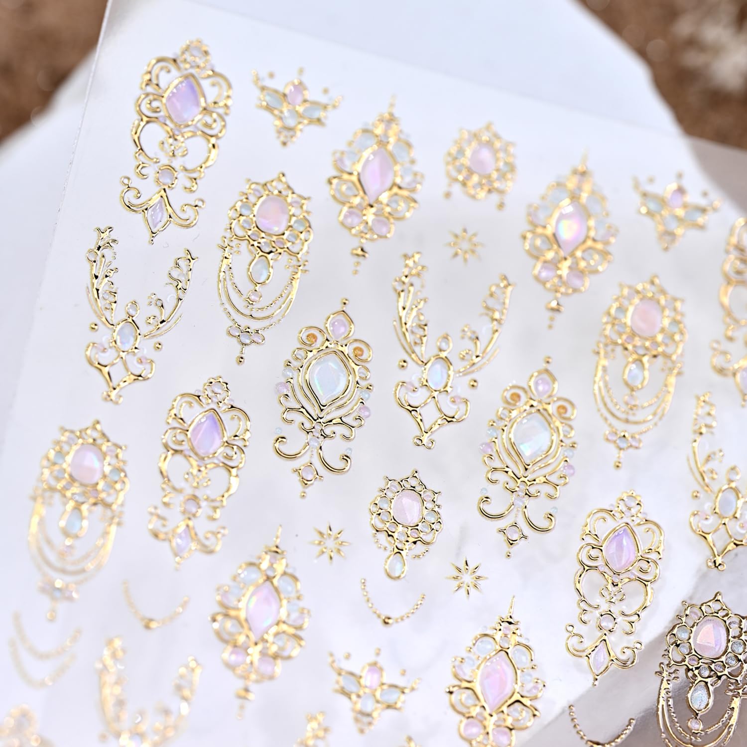 Top view of Hpyfoi gold mace manicure decoration sheet
