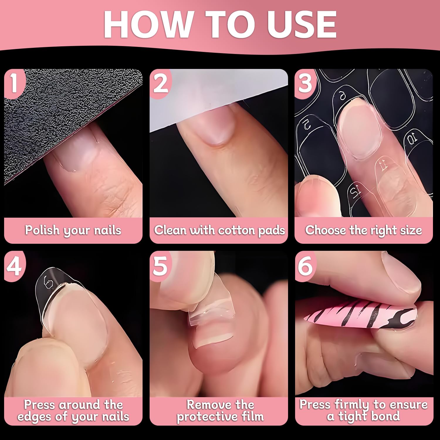 Comparison of different sizes of nail adhesive stickers
