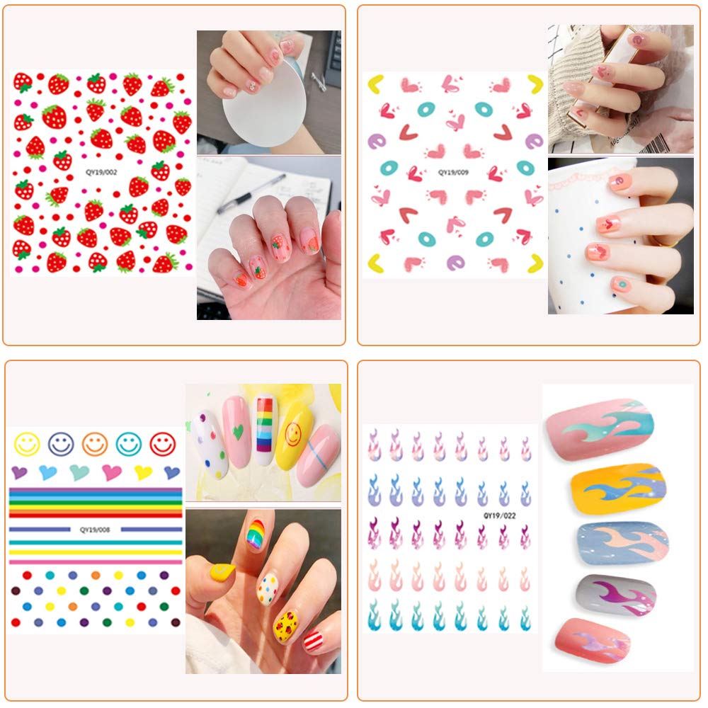 Close up of glossy 3D butterfly and flower nail decals