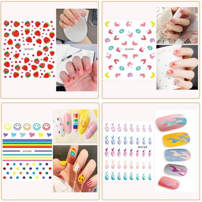 Close up of glossy 3D butterfly and flower nail decals