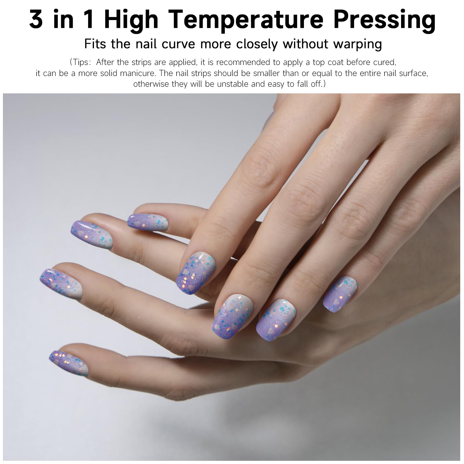 Applying Dukasou semi cured gel nail wraps on fingernails