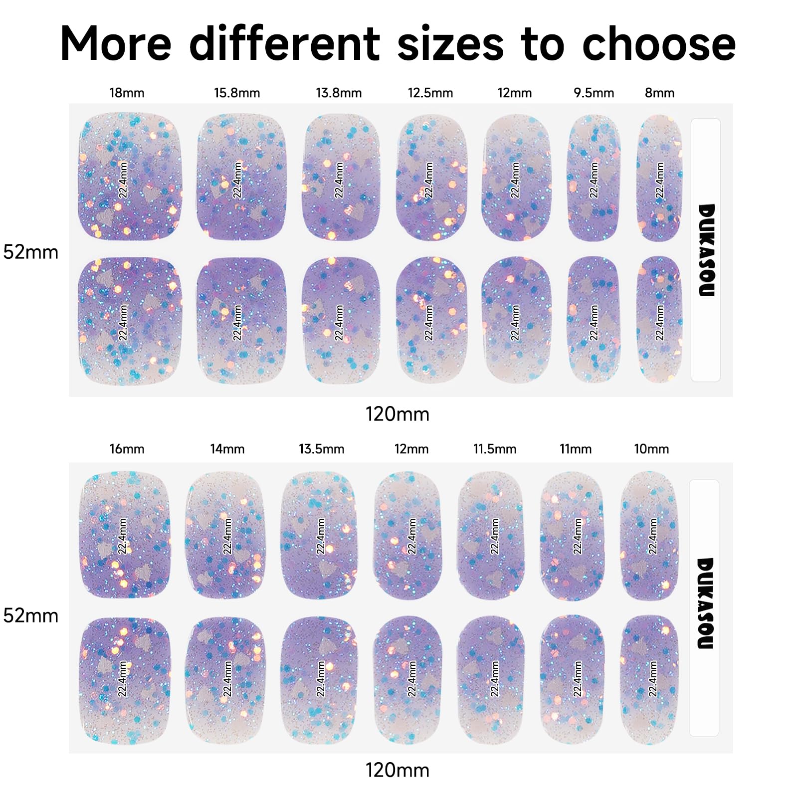 Finished manicure look using Dukasou gradient gel nail stickers