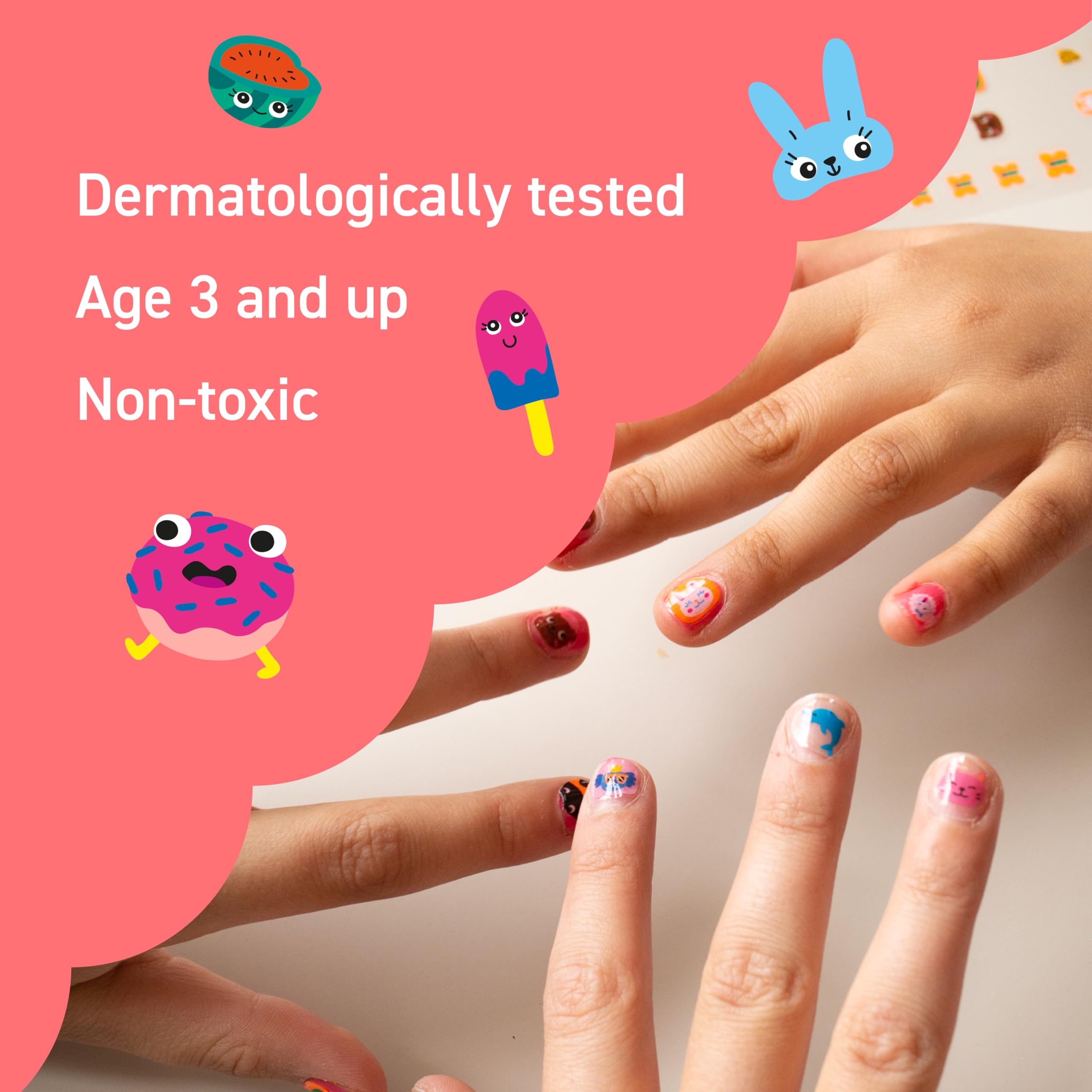 Non-toxic Omy nail decal sheet for creative play