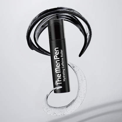 The Men Pen beard filler pen and caffeine eye roller tools close up