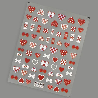 Variety of bow and candy nail art design sheets