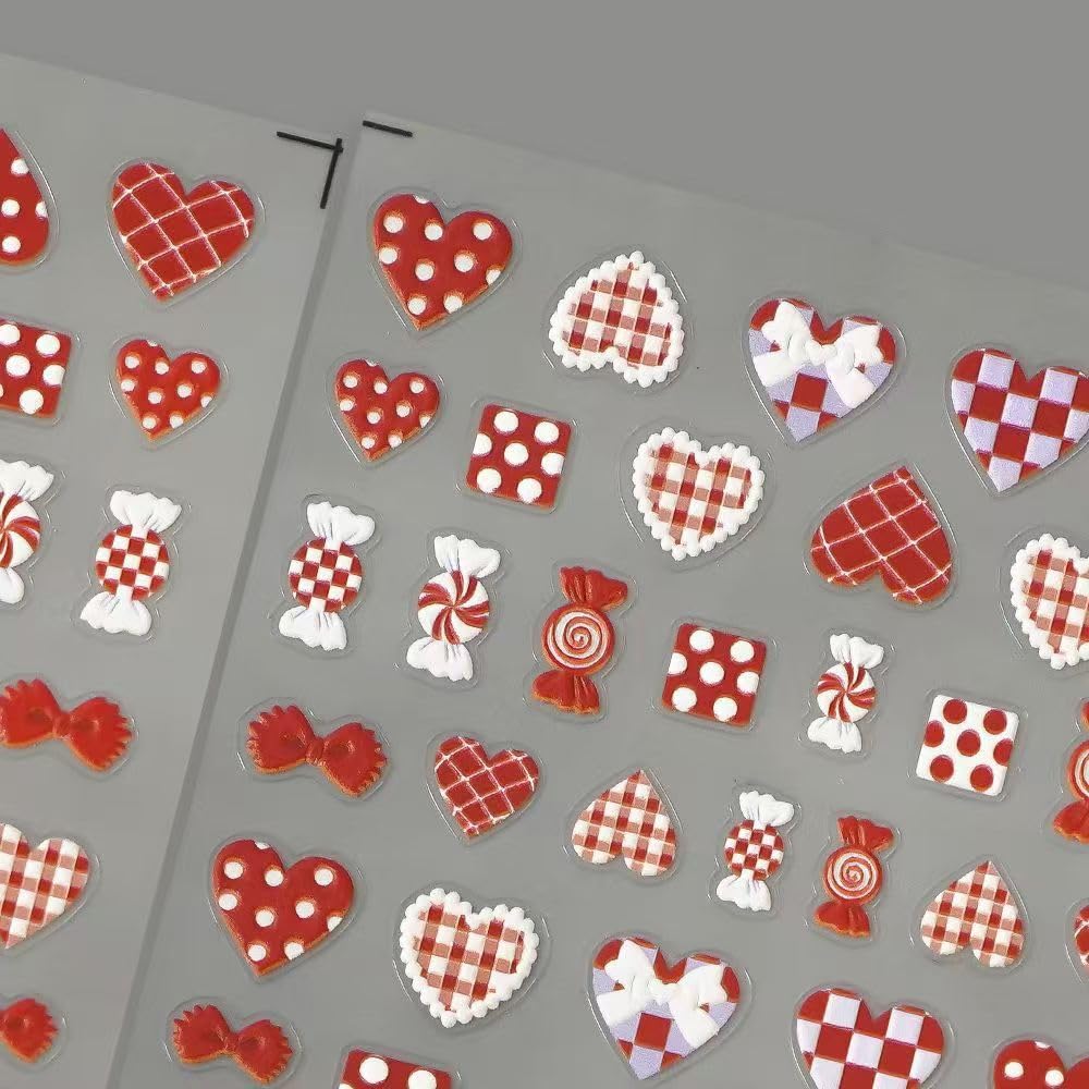 Detailed view of 5D texture on Valentine nail decals