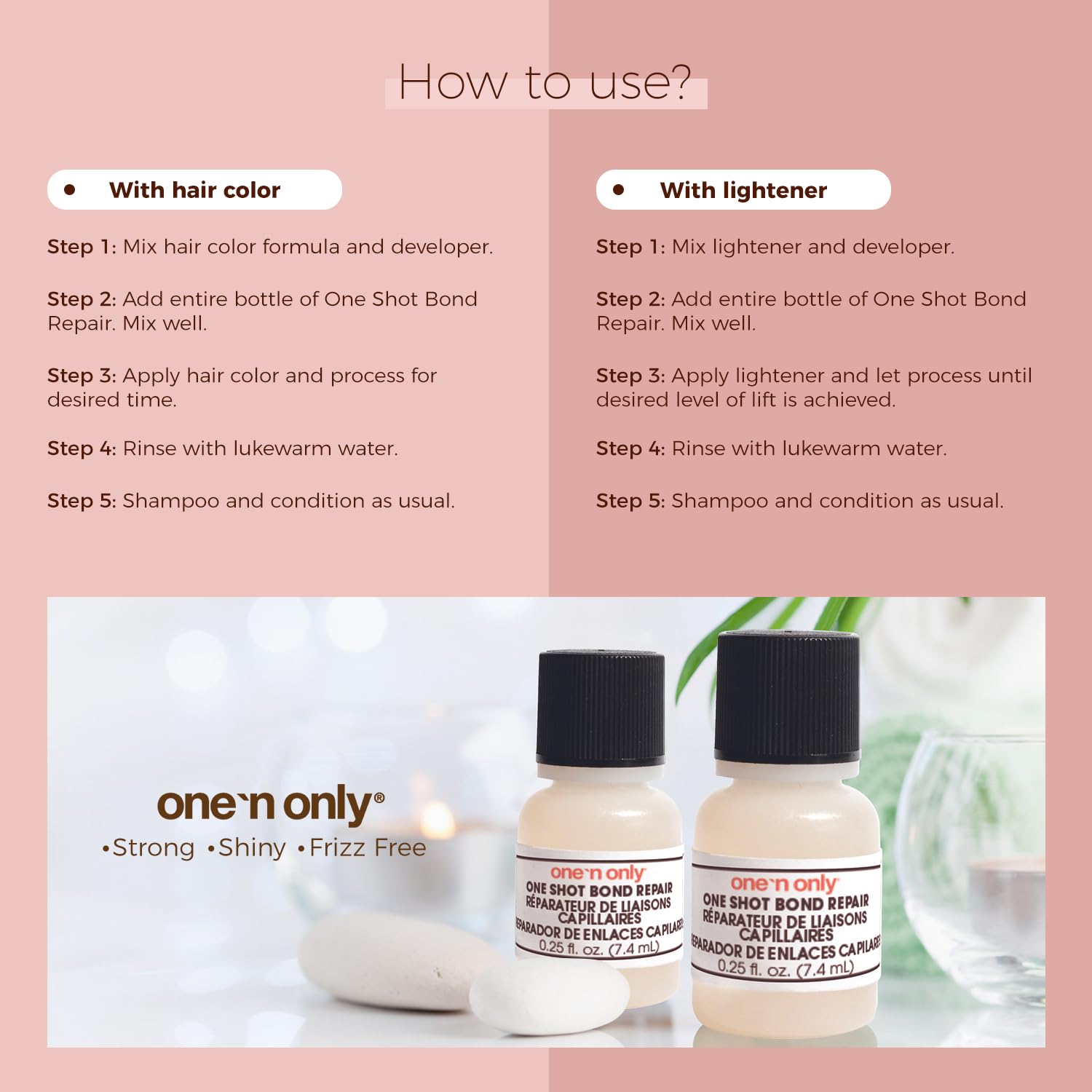 One 'n Only One Shot Bond Repair single dose packaging showcasing anti breakage benefits
