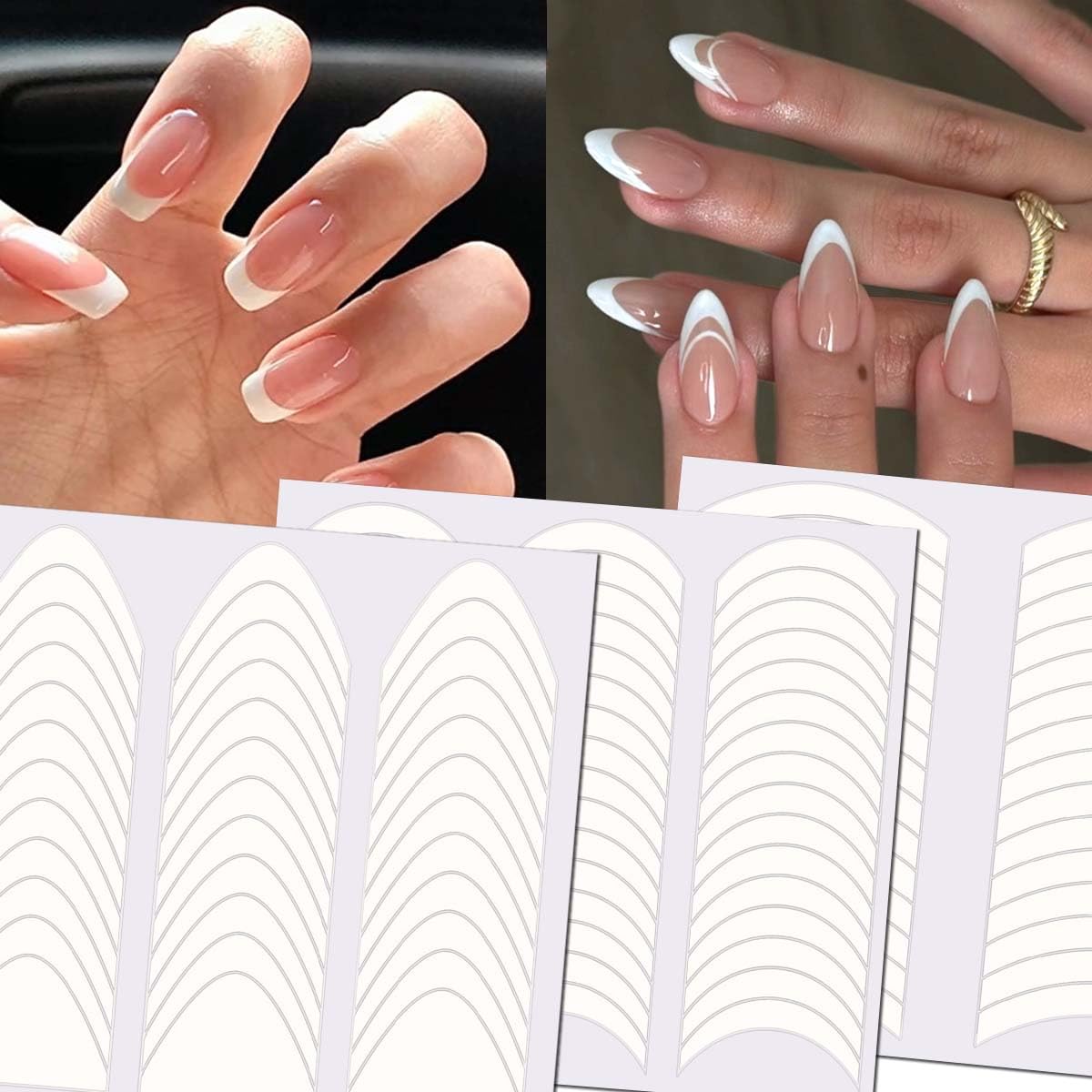 Selection of 24 sheets of HPYFOI French manicure stickers