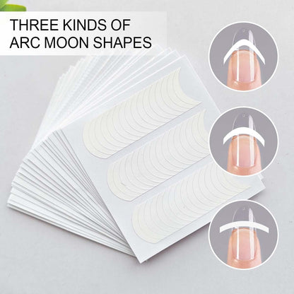 Demonstration of self-adhesive nail guides on fingernails