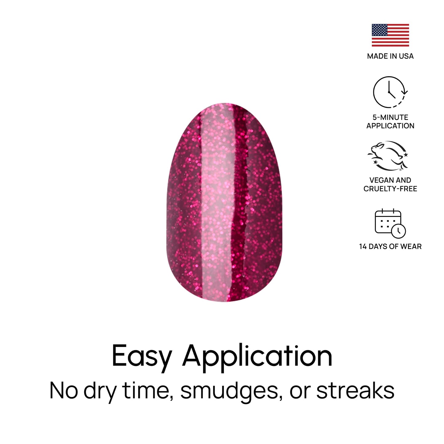 Side profile of Color Street nail strip applied to a fingernail