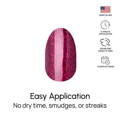 Side profile of Color Street nail strip applied to a fingernail