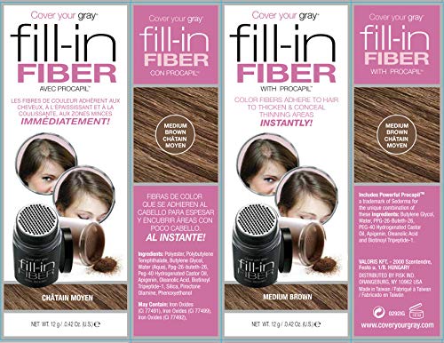 Cover Your Gray Medium Brown hair fibers texture closeup for thinning hair coverage