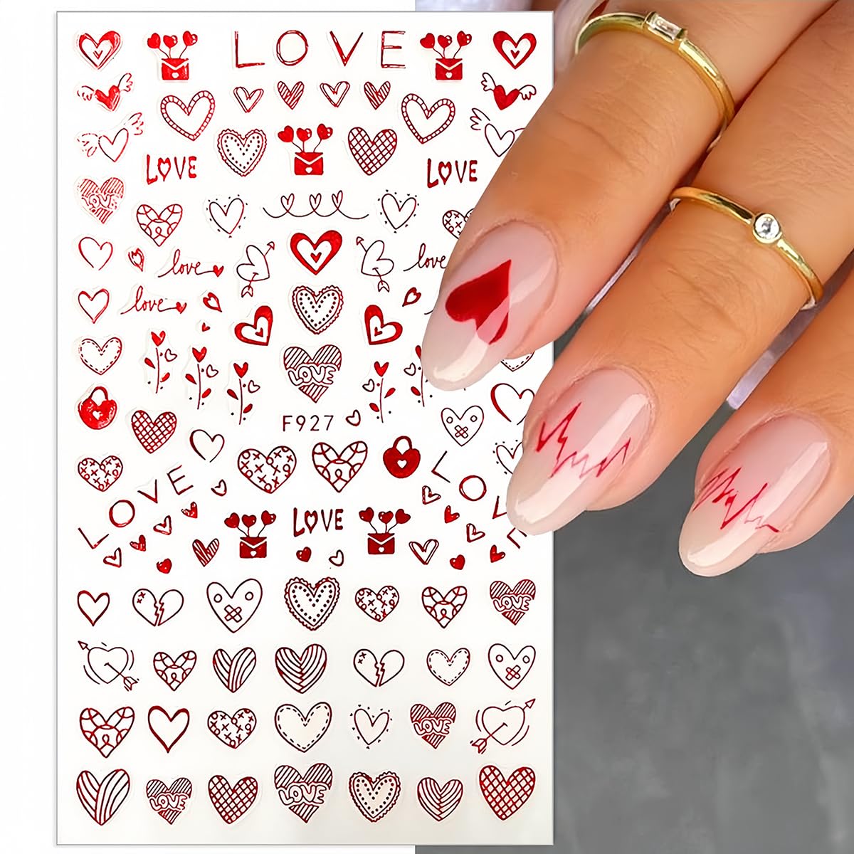 Valentine Day themed heart nail art supplies